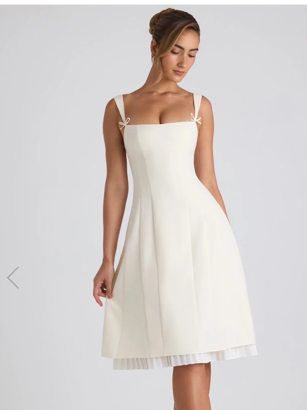 Elegant Cream Square-Neck A-Line Dress - Picture 1 of 3